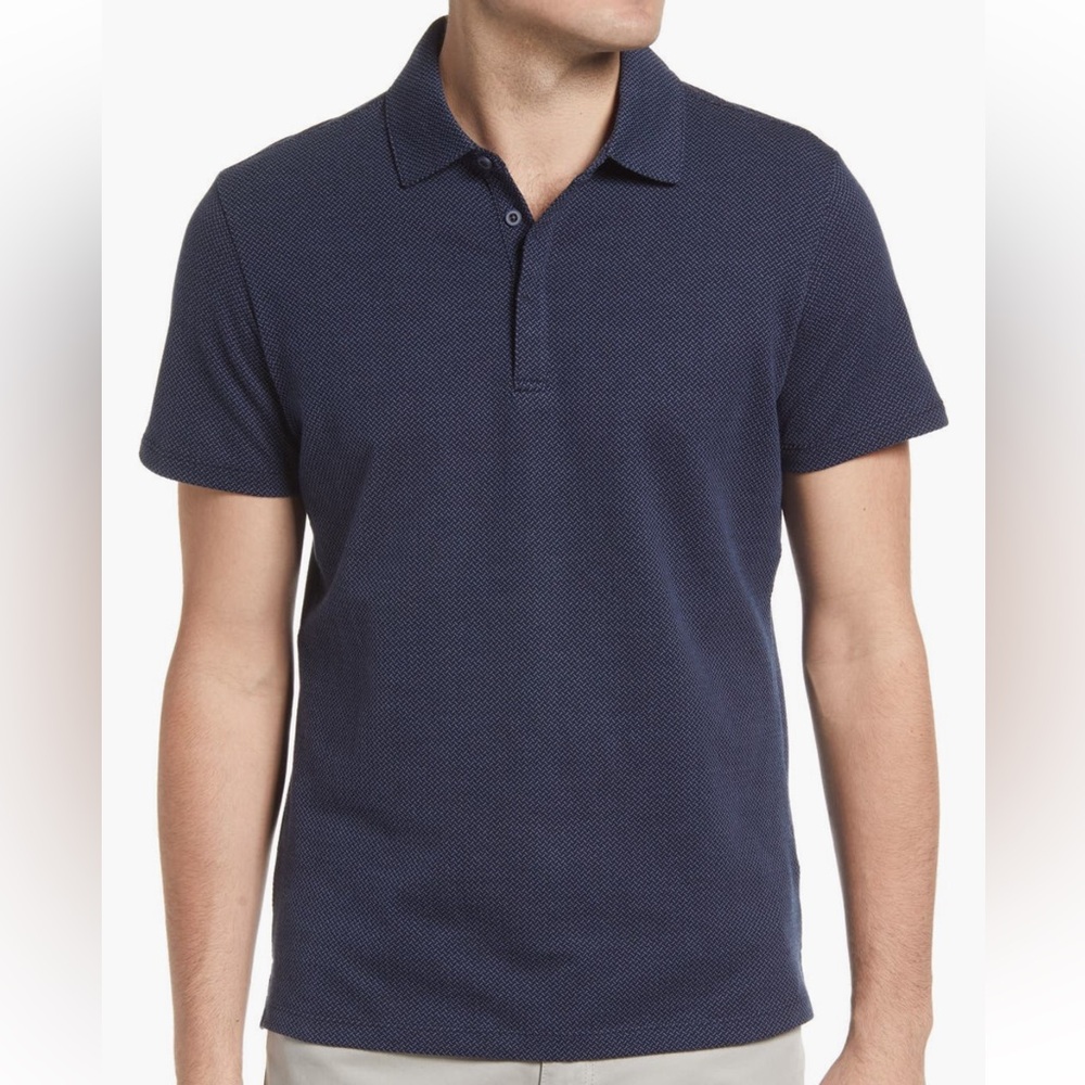 Robert Barakett Blue Patterned Polo